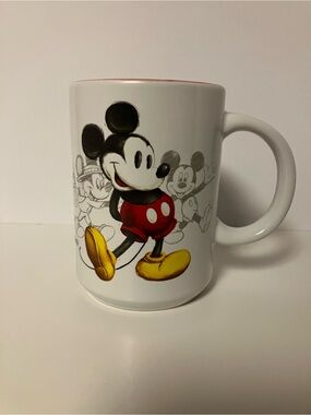 Disney Mickey Mouse White Ceramic Mug with Red and Yellow Accents